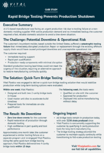 Case Study on rapid, domestic bridge tooling for a U.S.-based manufacturer with offshore tool failure
